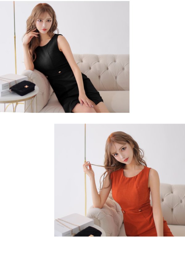 画像10: 【DEA./ディア】アシンメトリーデザイン/ シンプル/ ワンカラー/ ノースリーブ/ タイト/ ミニドレス/ キャバドレス【OF08】