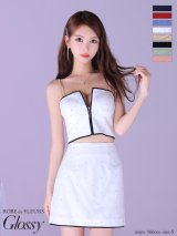 XSサイズあり【ROBE de FLEURS Glossy/ローブ・ド・フルール グロッシー】スタッズ/ キルティング/ フロントジップ/ 台形スカート/ セットアップ/ ミニドレス/ キャバドレス[OF2]【一部予約商品/5月下旬発送予定】
