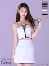 XSサイズあり【Glossy/グロッシー】スタッズ/ キルティング/ フロントジップ/ 台形スカート/ セットアップ/ ミニドレス/ キャバドレス[OF2]
