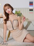 XSサイズあり【Glossy/グロッシー】スタッズ/ キルティング/ フロントジップ/ 台形スカート/ セットアップ/ ミニドレス/ キャバドレス[OF2]