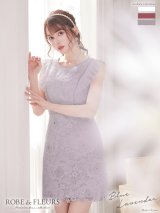 【ROBE de FLEURS/ローブドフルール】フェミニンローズ/ フリル/ ケミカルレース/ ノースリーブ/ 台形スカート/ ミニドレス/ キャバドレス[OF2]