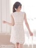 画像6: 【ROBE de FLEURS/ローブドフルール】フェミニンローズ/ フリル/ ケミカルレース/ ノースリーブ/ 台形スカート/ ミニドレス/ キャバドレス[OF2]