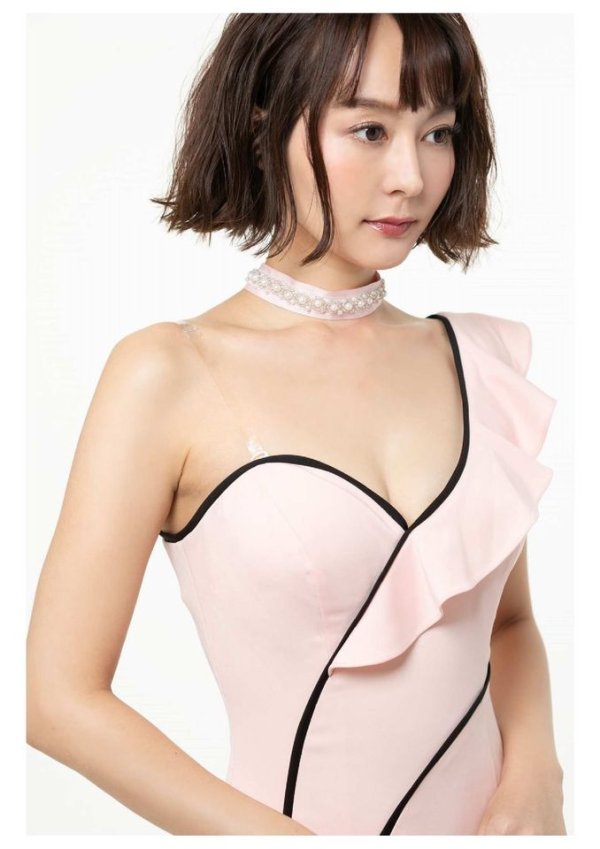 画像8: Lサイズあり【Alice/アリス】フリルデザイン/ ワンショル/ パイピング/ タイト/ ミディアム丈/ミニドレス/ キャバドレス【HC03】