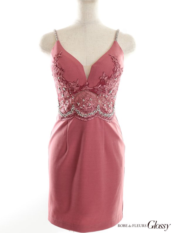 画像23: XSサイズあり【Glossy/グロッシー】ウエストシースルーレース/ ストレッチ/ ビジュー/ キャミソール/ タイト/ ミニドレス/ キャバドレス[OF08]