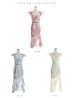 画像15: XSサイズあり【ROBE de FLEURS/ローブドフルール】マーメイド/ レース/ オーガンジー/ バストチャーム/ フリルショルダー/ セットアップ/ ひざ丈/ ミディアムドレス/ キャバドレス[OF2]
