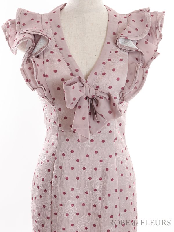 画像15: Lサイズあり【DEA./ディア】フリル/ リボン/ ドット/ マーメイド/ ミモレ丈/ ミディアムドレス/ キャバドレス【OF08】