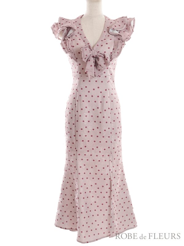 画像17: Lサイズあり【DEA./ディア】フリル/ リボン/ ドット/ マーメイド/ ミモレ丈/ ミディアムドレス/ キャバドレス【OF08】