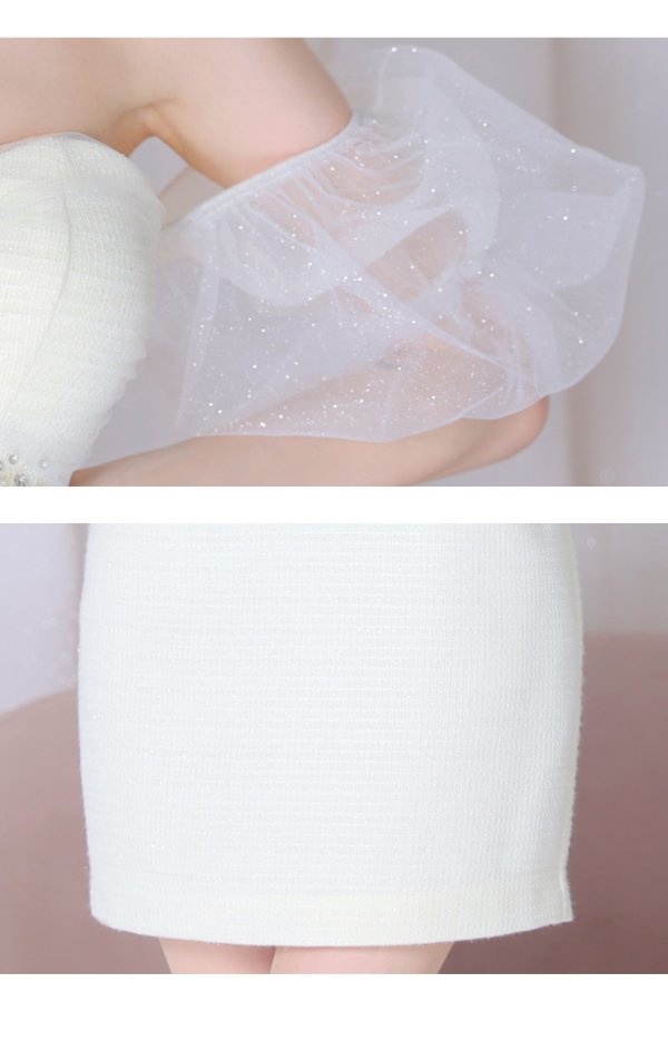 画像13: XSサイズあり【ROBE de FLEURS/ローブドフルール】バルーンスリーブ/ オフショル/ ビジュー/ タイト/ ミニドレス/ キャバドレス[OF08]