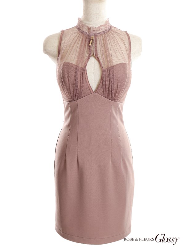 画像15: XSサイズあり【Glossy/グロッシー】ホルターネック/ ジップ/ カットアウト/ ワンカラー/ ストレッチ/ タイト/ ミニドレス/ キャバドレス[OF08]