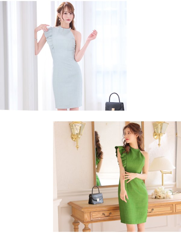 画像6: Lサイズあり【DEA./ディア】スプリングツイード/ アシンメトリー/ フリル/ ワンカラー/ ミニドレス/ キャバドレス【OF08】