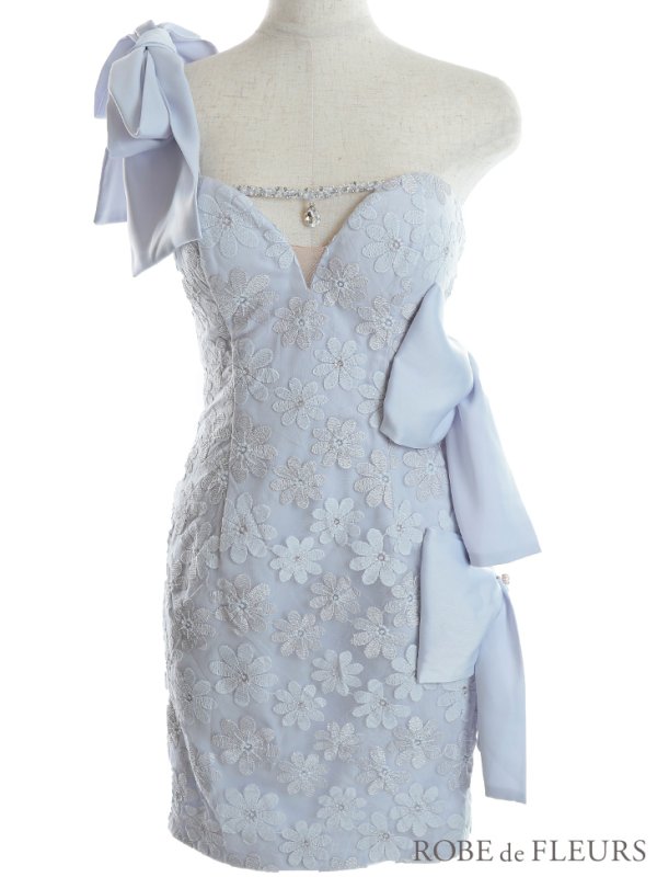画像12: XSサイズあり【ROBE de FLEURS/ローブドフルール】フラワーレース/ リボンワンショルダー/ アシンメトリー/ ビジュー/タイト/ ミニドレス/ キャバドレス[OF08]