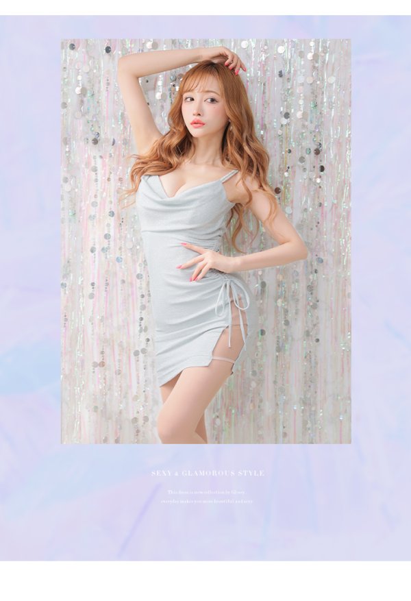 画像18: XSサイズあり【Glossy/グロッシー】ラメニット/ ビジュー/ キャミ/ シンプル/ ワンカラー/ タイト/ ミニドレス/ キャバドレス[OF08]
