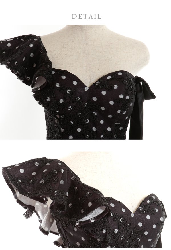 画像6: 【ROBE de FLEURS/ローブドフルール】ドットレース/ リボン/ アシンメトリー/ タイト/ ミニドレス/ キャバドレス[OF08]