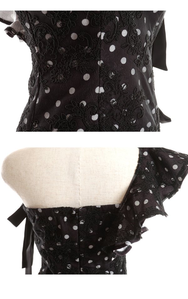 画像7: 【ROBE de FLEURS/ローブドフルール】ドットレース/ リボン/ アシンメトリー/ タイト/ ミニドレス/ キャバドレス[OF08]