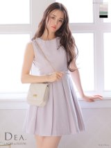 Lサイズあり【DEA. by ROBE de FLEURS/ディアバイローブドフルール】ワンカラー/ ノースリーブ/ ベルト付き/ プリーツ/ フレア/ ワンピース/ ミニドレス/ キャバドレス[OF2]