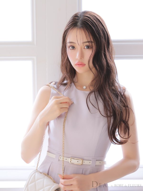 画像8: Lサイズあり【DEA./ディア】ワンカラー/ ノースリーブ/ ベルト付き/ プリーツ/ フレア/ ワンピース/ ミニドレス/ キャバドレス【OF08】