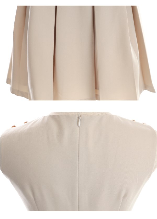 画像14: Lサイズあり【DEA./ディア】ワンカラー/ ノースリーブ/ ベルト付き/ プリーツ/ フレア/ ワンピース/ ミニドレス/ キャバドレス【OF08】