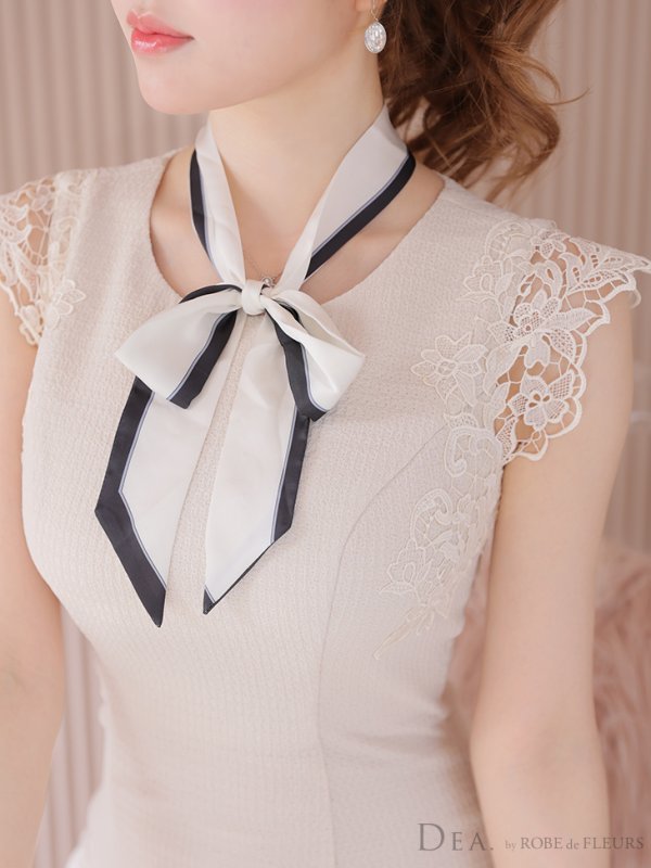 画像11: Lサイズあり【DEA./ディア】スカーフリボン/ ケミカルレース/ シンプル/ ワンカラー/ タイト/ ミニドレス/ キャバドレス【OF08】