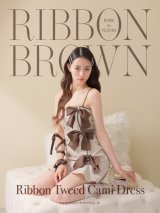 XSサイズあり【ROBE de FLEURS/ローブドフルール】RIBBON × TWEED　CAMI DRESS/ リボン/ ツイード/ キャミソール/ ミニドレス/ キャバドレス