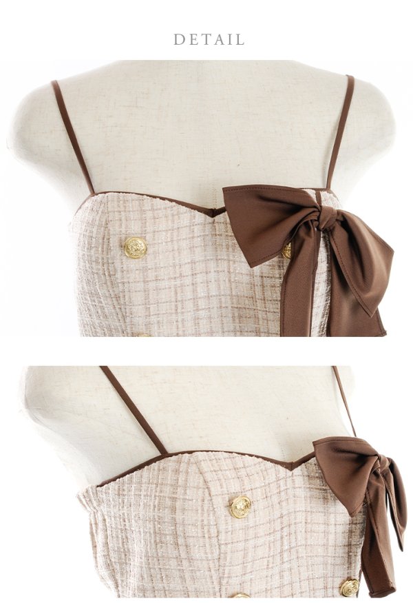 画像12: XSサイズあり【ROBE de FLEURS/ローブドフルール】RIBBON × TWEED　CAMI DRESS/ リボン/ ツイード/ キャミソール/ ミニドレス/ キャバドレス[OF08]