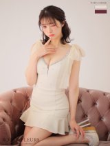 XSサイズあり【ROBE de FLEURS/ローブドフルール】オーガンジーリボン/ デコルテビジュー/ ノースリーブ/ フレア/ セットアップ/ ミニドレス/ キャバドレス[OF2]