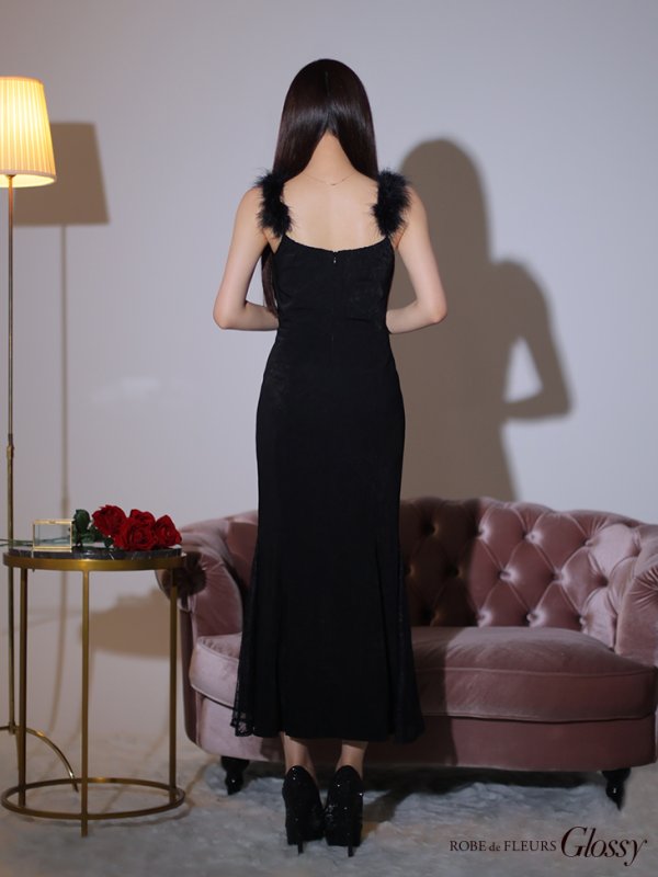 画像15: 【Glossy/グロッシー】サイドレース/ ファーストラップ/ ワンカラー/ キャミソール/ ストレッチ/ タイト/ ミモレ丈/ ロングドレス/ キャバドレスlong[OF08]