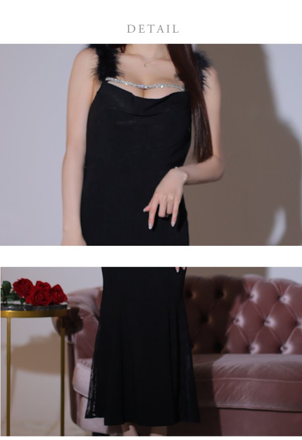 画像17: 【Glossy/グロッシー】サイドレース/ ファーストラップ/ ワンカラー/ キャミソール/ ストレッチ/ タイト/ ミモレ丈/ ロングドレス/ キャバドレスlong[OF08]