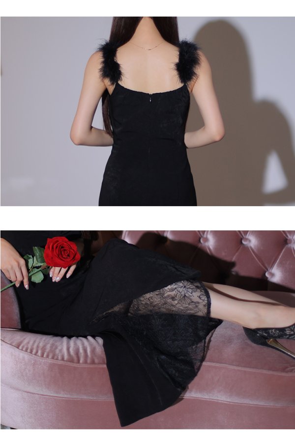 画像18: 【Glossy/グロッシー】サイドレース/ ファーストラップ/ ワンカラー/ キャミソール/ ストレッチ/ タイト/ ミモレ丈/ ロングドレス/ キャバドレスlong[OF08]