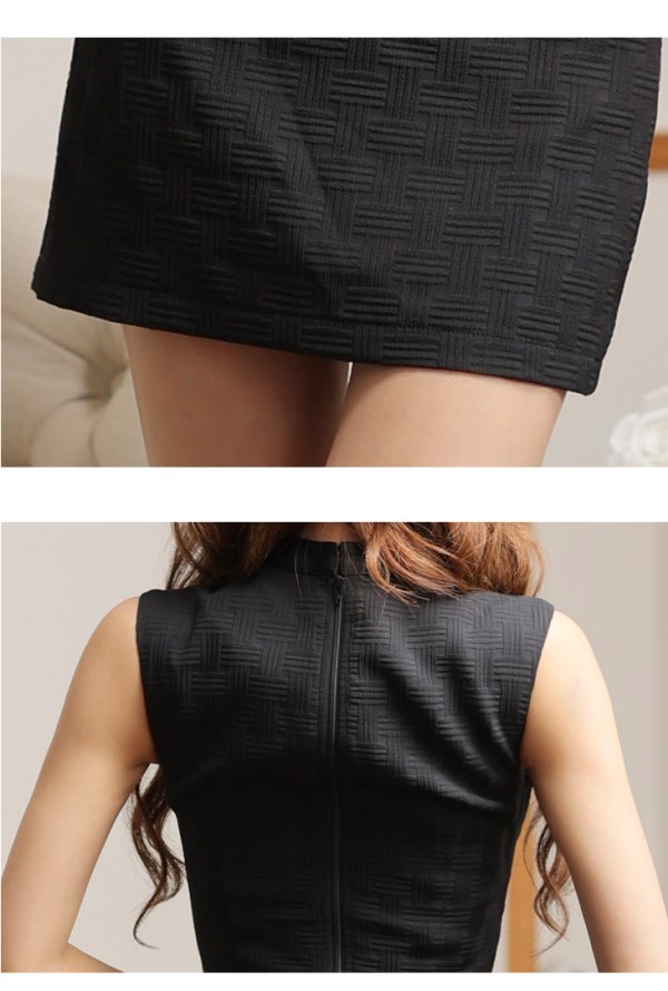 画像9: XSサイズあり【Glossy/グロッシー】ジッパー/ シンプル/ ワンカラー/ ノースリーブ/ セットアップ/ ストレッチ/ タイト/ ミニドレス/ キャバドレス[OF08]