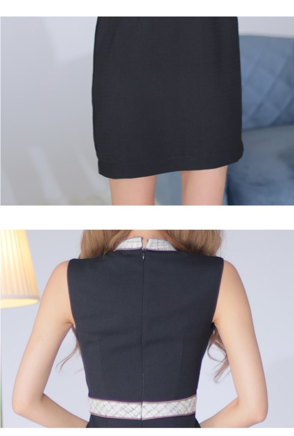 画像14: Lサイズあり【DEA./ディア】ツイード/ チェック/ ジップ/ 谷間魅せ/ タイト/ ミニドレス/ キャバドレス【OF08】