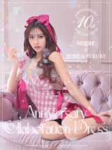 sugar限定コラボ☆XS-Lサイズあり【ROBE de FLEURS/ローブドフルール】ツイード/ リボン/ ワンショルダー/ フロントジップ/ タイト/ ミニドレス/ キャバドレス[OF2]