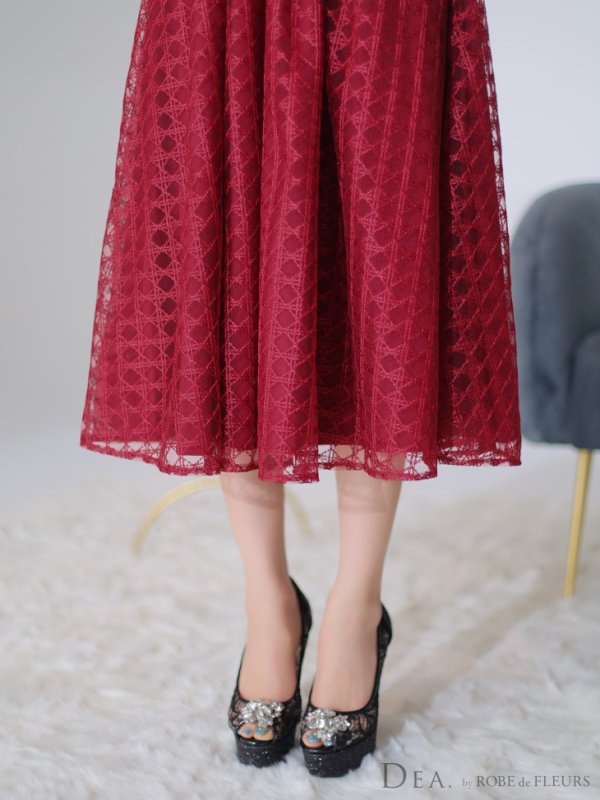 画像18: Lサイズあり【DEA./ディア】フロントジッパー/ チュール/ キャミソール/ Aライン/ フレア/ ミモレ丈/ ミディアム丈/ ワンピース/ ミディアムドレス/ キャバドレス【OF08】