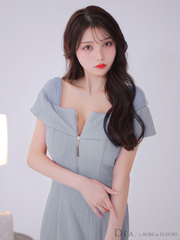画像19: Lサイズあり【DEA./ディア】オフショルダー/ チュール/ フロントジップ/ マーメイド/ ミモレ丈/ マキシ丈/ ミディアムドレス/ キャバドレス【OF08】