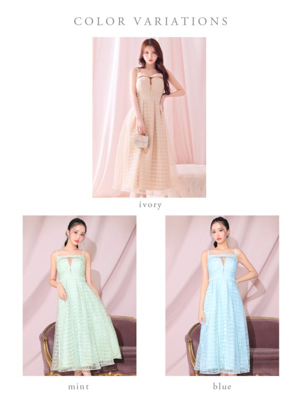 画像15: Lサイズあり【DEA./ディア】チェック/ オーガンジー/ バストカット/ フレア/ ワンピース/ ミモレ丈/ ロングドレス/ キャバドレス long【OF08】