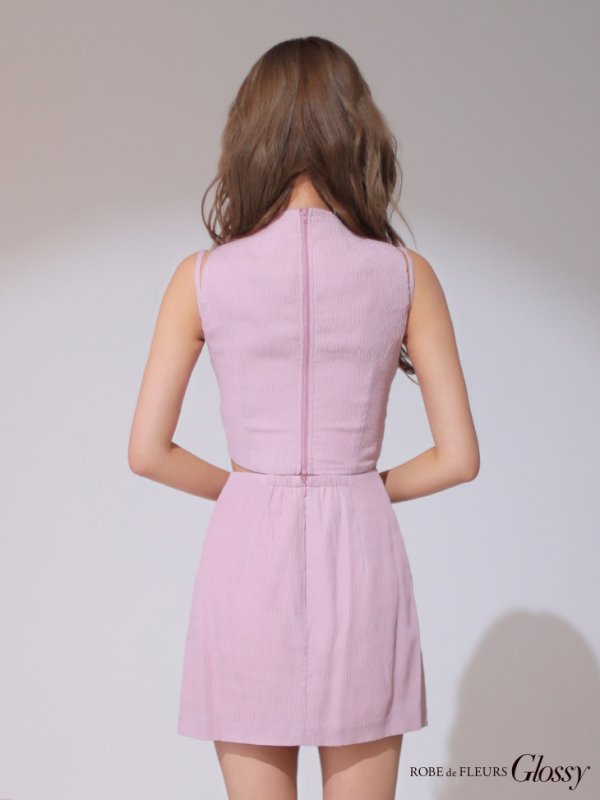 画像12: XSサイズあり【Glossy/グロッシー】マルチファスナー/ ハイネック/ ノースリーブ/ ワンカラー/ タイト/ ミニドレス/ キャバドレス[OF08]