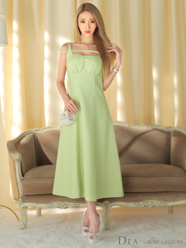 画像12: Lサイズあり【DEA./ディア】サマーツイード/ ノースリーブ/ シンプル/ ワンカラー/ ミモレ丈/ Aライン/ ミディアムドレス/ キャバドレス【OF08】