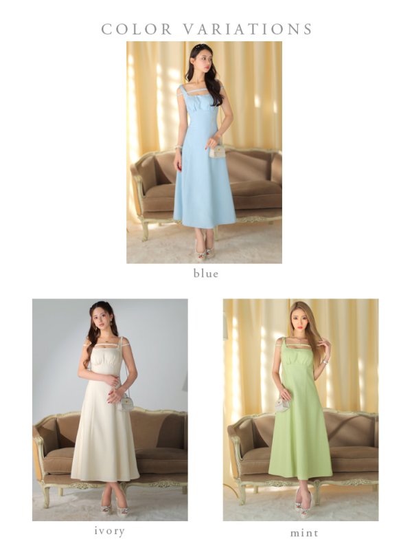 画像15: Lサイズあり【DEA./ディア】サマーツイード/ ノースリーブ/ シンプル/ ワンカラー/ ミモレ丈/ Aライン/ ミディアムドレス/ キャバドレス【OF08】