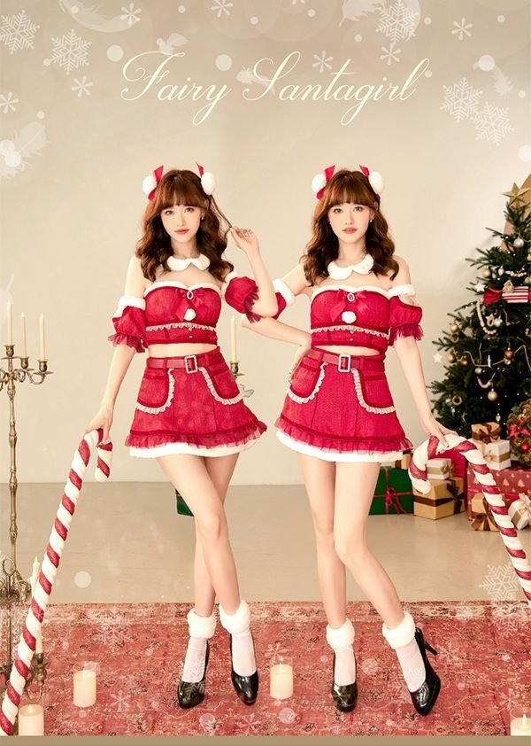 画像3: 【即日発送】【クリスマスコスプレ8点セット】【Malymoon/マリームーン】ファーポンポンサンタ【フリーサイズ/1カラー】[OF03]