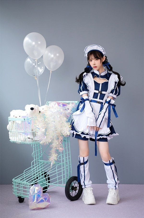 画像4: 【即日発送】アクセントラインハーネスジャージメイド【マリームーン】【ハロウィンコスプレ6点セット】【フリーサイズ/3カラー】[HC03]