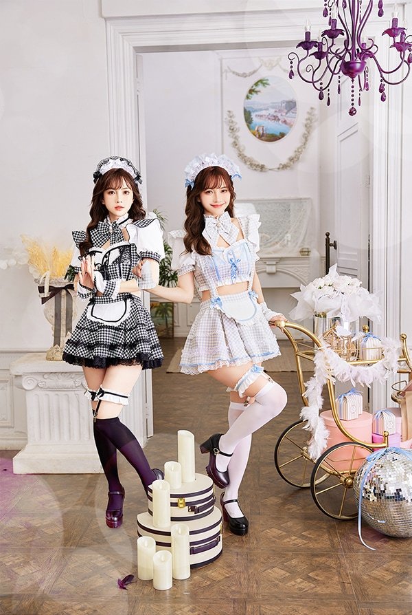 画像4: 【即日発送】千鳥柄クラシカルレディメイド【マリームーン】【ハロウィンコスプレ8点セット】【フリーサイズ/2カラー】[OF04]