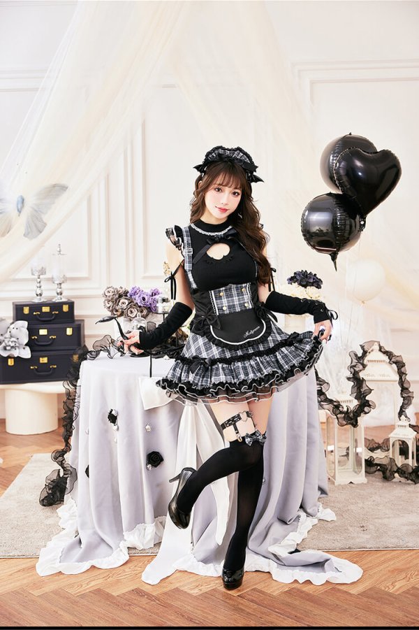 画像8: 【送料無料！】【ハロウィン】ガーリーロックサキュバスメイド【コスプレ11点SET】【Fサイズ】[OF03]モデル着用