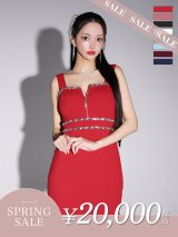 【決算SALE開催中！! 】XSサイズあり【Glossy/グロッシー】バストジッパー/ ビジュー/ ワッフル/ ノースリーブ/ ワンカラー/ タイト/ ミニドレス/ キャバドレス[OF08]