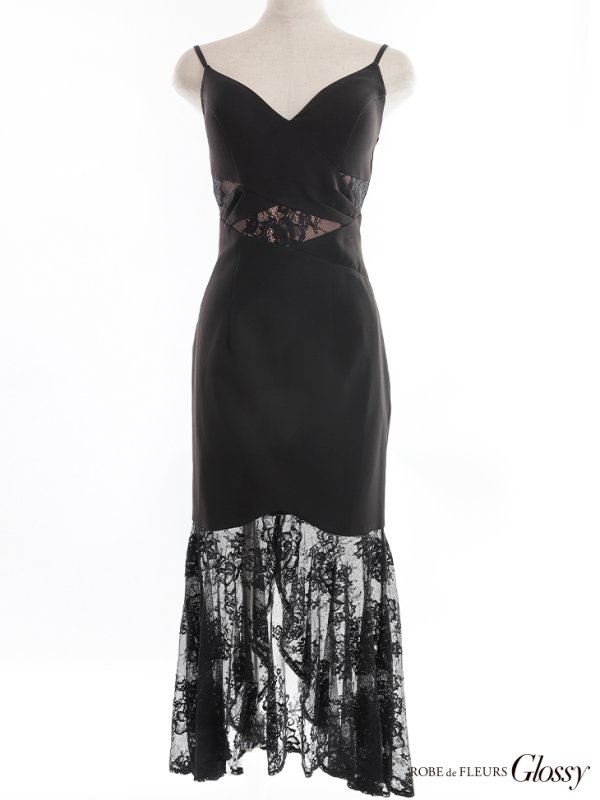 画像12: XSサイズあり【Glossy/グロッシー】マーメイド/ レース/ アシンメトリーフリル/ キャミ/ ロングドレス/ キャバドレスlong[OF08]