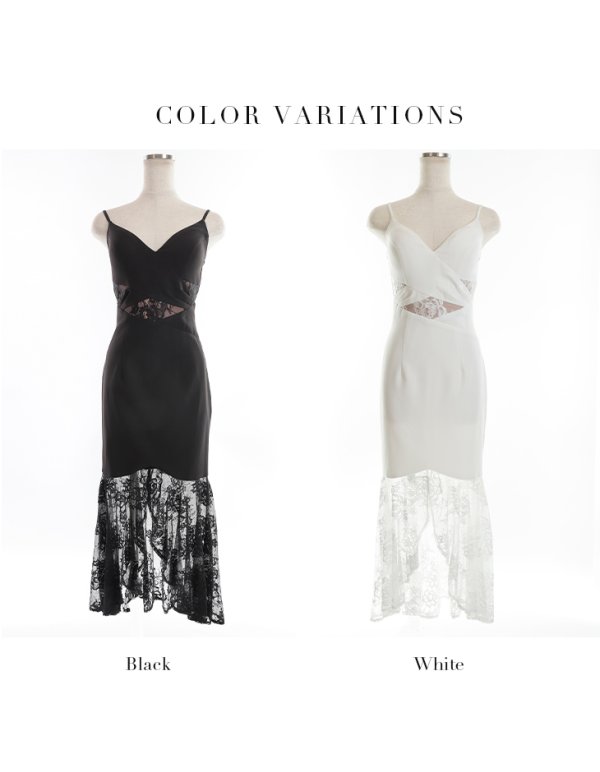 画像15: XSサイズあり【Glossy/グロッシー】マーメイド/ レース/ アシンメトリーフリル/ キャミ/ ロングドレス/ キャバドレスlong[OF08]