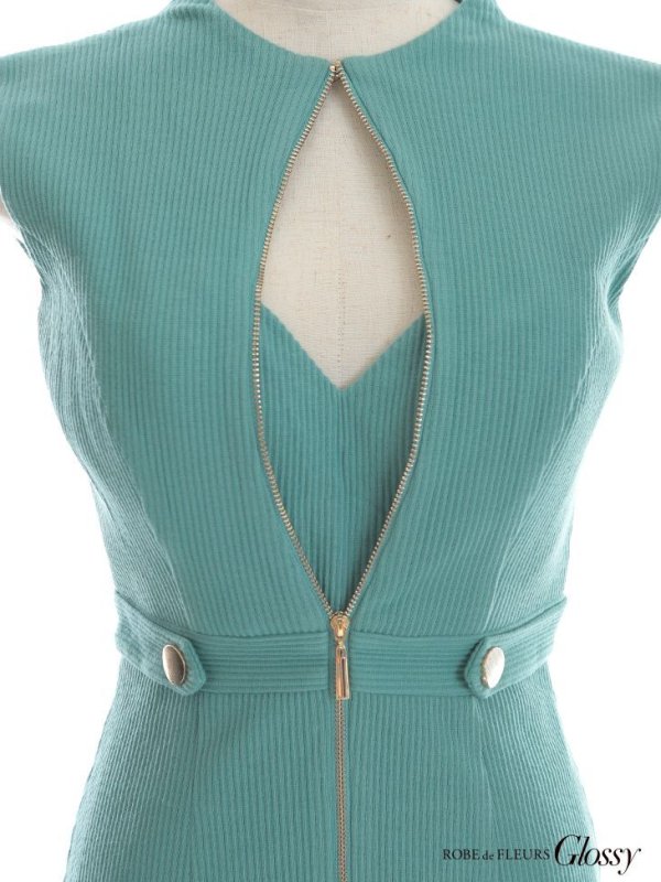 画像11: XSサイズあり【Glossy/グロッシー】ジッパー/ リブニット/ シンプル/ ワンカラー/ ノースリーブ/ タイト/ ミニドレス/ キャバドレス[OF08]