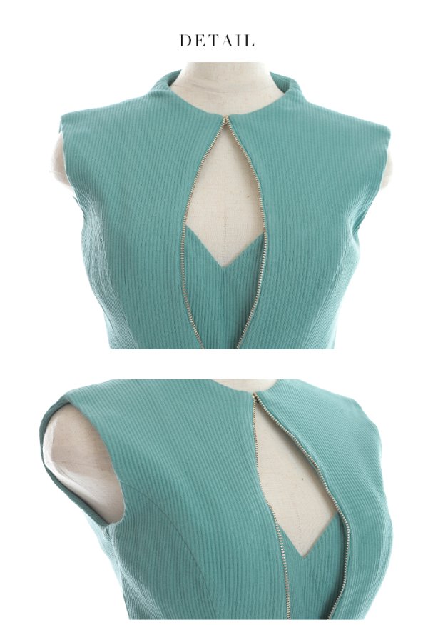 画像13: XSサイズあり【Glossy/グロッシー】ジッパー/ リブニット/ シンプル/ ワンカラー/ ノースリーブ/ タイト/ ミニドレス/ キャバドレス[OF08]