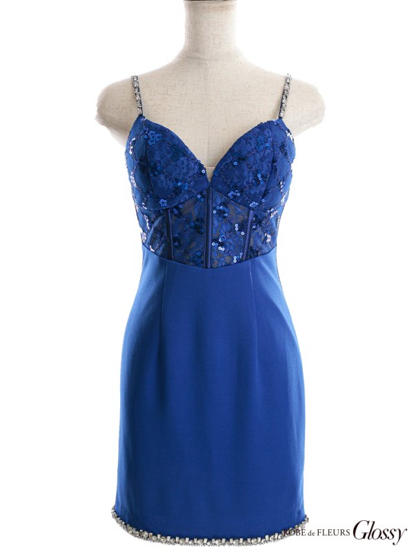 画像14: XSサイズあり【Glossy/グロッシー】キャミソール/ スパンコール/ レース/ コルセットデザイン/ タイト/ ミニドレス/ キャバドレス[OF08]