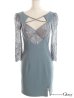 画像17: XS-Lサイズあり【ROBE de FLEURS Glossy/ローブ・ド・フルール グロッシー】クロスビジュー/ 五分袖/ 袖あり/ ストレッチ/ タイト/ ミニドレス/ キャバドレス[OF2]