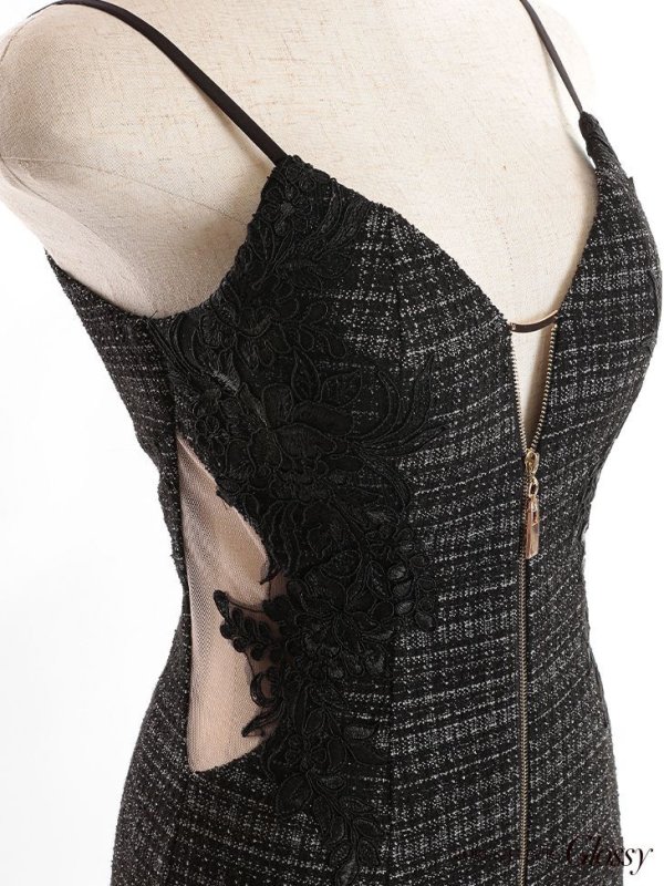 画像10: XSサイズあり【Glossy/グロッシー】スプリングツイード/ ジッパー/ キャミソール/ サイドシアー/ タイト/ ミニドレス/ キャバドレス[OF08]