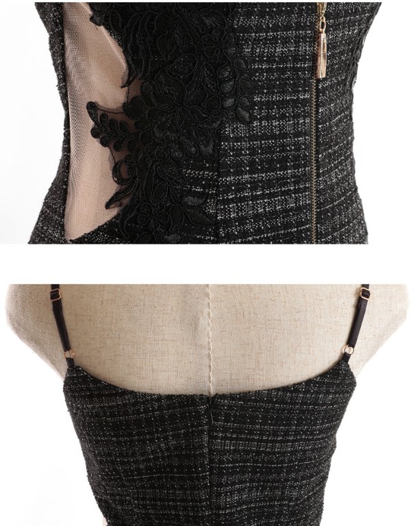 画像14: XSサイズあり【Glossy/グロッシー】スプリングツイード/ ジッパー/ キャミソール/ サイドシアー/ タイト/ ミニドレス/ キャバドレス[OF08]